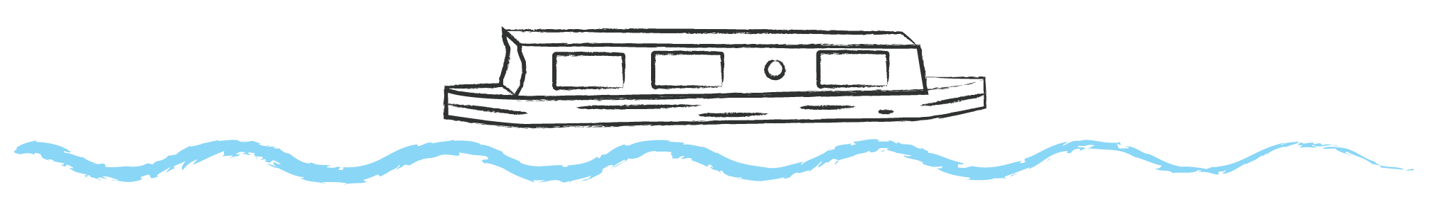 Illustration of the All Aboard canal boat on water