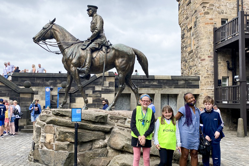 A group of children at Edinburgh Castle during the Positive Transitions summer programme