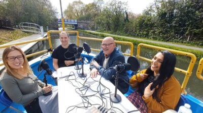 Podcast being recorded on the All Aboard boat